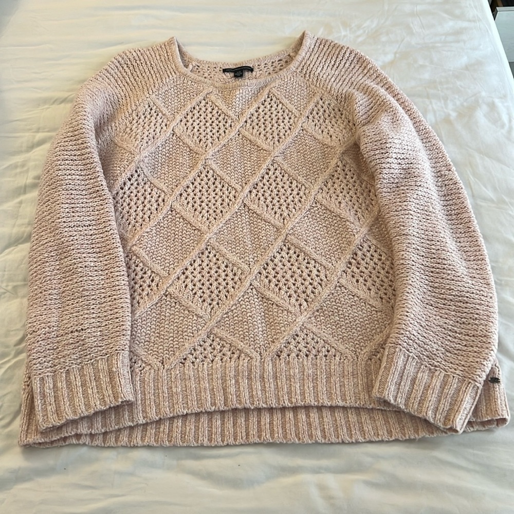 American Eagle Diamond Knit Sweater blush pink